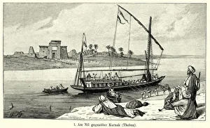 19th Century Egypt - On the Nile opposite Karnak 19th Century Egypt - On the Nile opposite Karnak