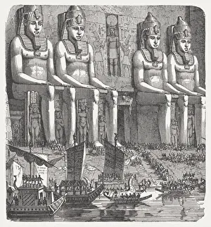 Abu Simbel, at the original location, wood engraving, published 1880 Abu Simbel, at the original location, wood engraving, published 1880