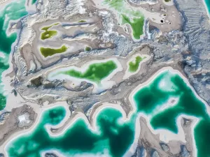 Qinghai Feicui Salt Lake Aerial Art Print