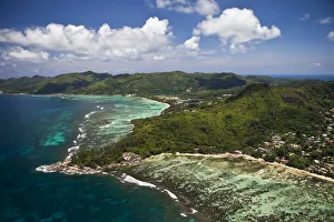 Aerial view, Anse Aux Courbes and Anse Royal, Southern Mahe, Mahe, Seychelles, Africa Aerial view, Anse Aux Courbes and Anse Royal, Southern Mahe, Mahe, Seychelles, Africa