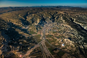 Aerial view of Cappadocia from a hot balloon Aerial view of Cappadocia from a hot balloon