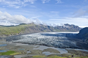 Aerial view of the glacier tongue of Skaftafellsjoekull Glacier, Southern Region, Iceland Aerial view of the glacier tongue of Skaftafellsjoekull Glacier, Southern Region, Iceland