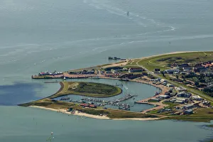 Aerial view, harbour of Norderney with ferry pier, Wadden Sea, Norderney Aerial view, harbour of Norderney with ferry pier, Wadden Sea, Norderney