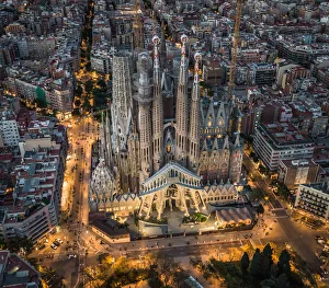 Aerial view of Sagrada Familia Aerial view of Sagrada Familia