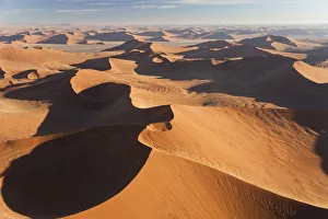 Aerial view over sand dunes, Namib Desert, Namibia Aerial view over sand dunes, Namib Desert, Namibia