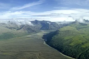Aerial view, Skaftafell National Park and the Morsardalur valley, Southern Region, Iceland Aerial view, Skaftafell National Park and the Morsardalur valley, Southern Region, Iceland