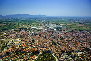 Aerial view, view of the city of Figueres or Figueras, Costa Brava, Catalonia, Spain Aerial view, view of the city of Figueres or Figueras, Costa Brava, Catalonia, Spain