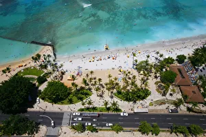 Aerial view of Waikiki beach, Hawaii, United States Aerial view of Waikiki beach, Hawaii, United States