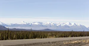 Alaska Highway, north of Whitehorse, St. Elias Mountains Alaska Highway, north of Whitehorse, St. Elias Mountains