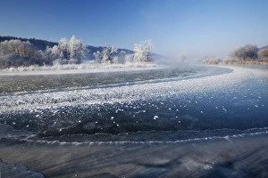 Altmuehl river near Kottingwoerth in winter, Altmuehltal valley, Bavaria, Germany, Europe Altmuehl river near Kottingwoerth in winter, Altmuehltal valley, Bavaria, Germany, Europe