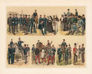 Ambulance troops of European nations, chromolithograph, published in 1897 Ambulance troops of European nations, chromolithograph, published in 1897