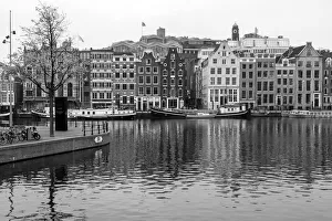 Amstel river in Amsterdam in black and white Amstel river in Amsterdam in black and white