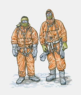 Antarctic explorers in protective clothing Antarctic explorers in protective clothing