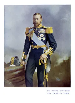 Antique color portrait of King George V, The Duke of York Antique color portrait of King George V, The Duke of York