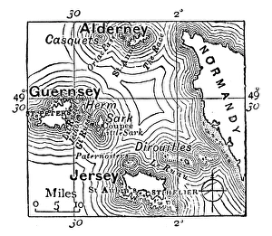 Antique engraving illustration: Channel Islands Antique engraving illustration: Channel Islands