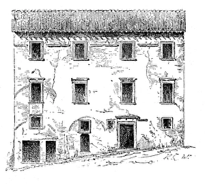 Antique illustration of Casa Santi-birthplace of Raffello Sanzio (Urbino, Italy) Antique illustration of Casa Santi-birthplace of Raffello Sanzio (Urbino, Italy)