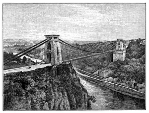 Antique illustration of Clifton Suspension Bridge Antique illustration of Clifton Suspension Bridge