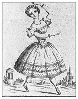Antique illustration: Madame Auriol as Columbine Antique illustration: Madame Auriol as Columbine