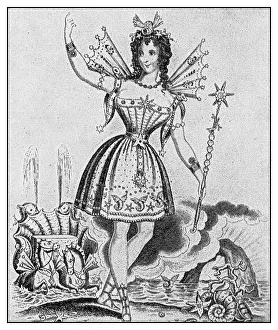 Antique illustration: Mrs Honey as the fairy of the silver lake Antique illustration: Mrs Honey as the fairy of the silver lake
