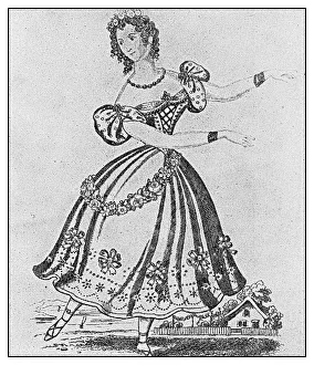 Antique illustration: Mrs Worrell as Columbine Antique illustration: Mrs Worrell as Columbine