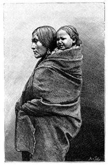Antique illustration of native American woman Antique illustration of native American woman