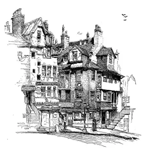 Antique illustration of old Edinburgh: John Knoxs house Antique illustration of old Edinburgh: John Knoxs house