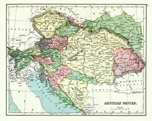 Antique map of Austrian Empire, 1897, late 19th Century Antique map of Austrian Empire, 1897, late 19th Century