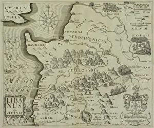 Antique map of holy land including Syria and Lebanon Antique map of holy land including Syria and Lebanon