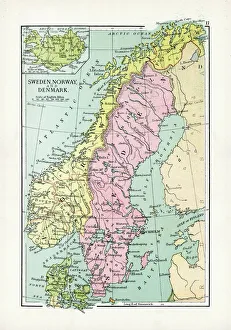 Antique Map of Sweden, Norway and Denmark Antique Map of Sweden, Norway and Denmark