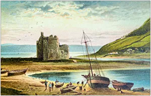 Antique painting of Scotland cities, lakes and mountains: Loch Ranza Antique painting of Scotland cities, lakes and mountains: Loch Ranza
