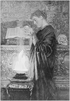 Antique photo of paintings: Student of necromancy Antique photo of paintings: Student of necromancy