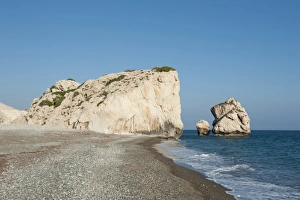 Aphrodites Rock, Petra tou Romiou, birthplace of the goddess Aphrodite, Greek mythology, white rocks on the beach Aphrodites Rock, Petra tou Romiou, birthplace of the goddess Aphrodite, Greek mythology, white rocks on the beach