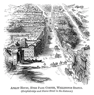 Apsley House, Hyde Park Corner and Wellington Statue (1871 engraving) Apsley House, Hyde Park Corner and Wellington Statue (1871 engraving)