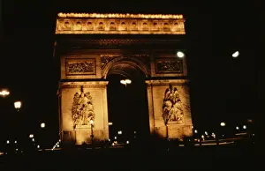 Paris Cityscape At Night Prints: Arc De Triomphe