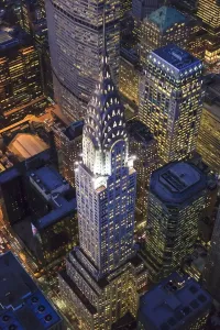 Prints of The Chrysler Building and Manhattan skyscrapers Embrace The Elegance: Art Deco Poster Art Collection: The Chrysler Building Print - Art Deco Manhattan Skyline