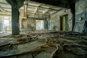 Prints of Only the abandoned buildings remain in Pripyat, Ukraine, scene of the 1986 Chernobyl nuclear explosion Ukraine Prints: Abandoned Pripyat, Chernobyl Nuclear Power Plant Print