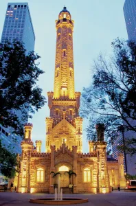 Prints of Architecture, Photodisc Collection, medwt16004 Architecture Prints: Chicago Water Tower at Night Print, Photodisc Collection