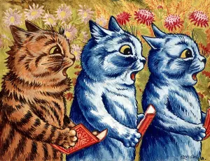Louis Wain Art Prints: Three cats Singing