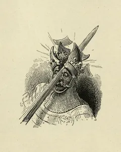 Knights Head Cleaved in Twain Print from Orlando Furioso