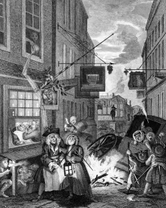 Prints of Photo of an original engraving from the Works of William Hogarth published in 1833 H Prints: William Hogarth's Night, Times of the Day Print (1833)