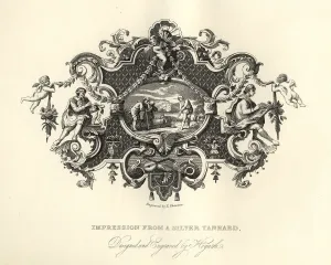 Antique Engravings For Sale Prints: William Hogarths, Design from a silver tankard, Agriculture scene