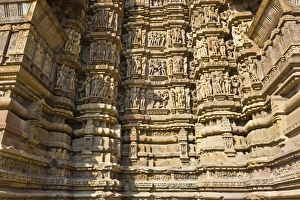 Artistic sculptures of Kandariya Mahadeva Temple, Khajuraho, Chhatarpur District, Madhya Pradesh, India Artistic sculptures of Kandariya Mahadeva Temple, Khajuraho, Chhatarpur District, Madhya Pradesh, India