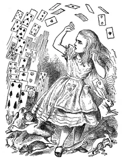 Attacked by a pack of playing cards - Alice in Wonderland 1897 Attacked by a pack of playing cards - Alice in Wonderland 1897
