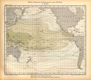 August Mean Temperature of Seawater at the Surface Chart, Pacific Ocean August Mean Temperature of Seawater at the Surface Chart, Pacific Ocean
