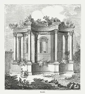 Baalbek (Libanon), Roman Temple of Venus, wood engraving, published 1855 Baalbek (Libanon), Roman Temple of Venus, wood engraving, published 1855