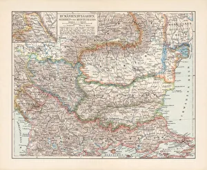 Balkan States: Romania, Bulgaria, Serbia and Montenegro, lithograph, published 1897 Balkan States: Romania, Bulgaria, Serbia and Montenegro, lithograph, published 1897