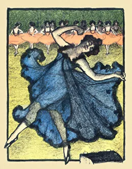 Ballet dancer dancing on stage ballet in ballroom art nouveau 1897 Ballet dancer dancing on stage ballet in ballroom art nouveau 1897