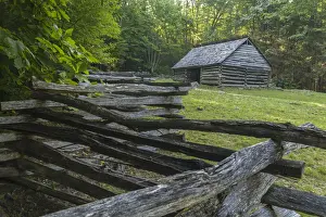 Prints of Motor Nature Trail, Great Smoky Mountains National Park Images Dated 2007 September: Barn and Split-Rail Fence Print