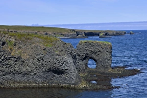 Basaltic rocks, hike at Rauoanes, north coast, Iceland, Europe Basaltic rocks, hike at Rauoanes, north coast, Iceland, Europe