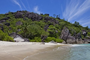 Beach, Anse du Riz in the Baie Ternay Marine National Park, Island of Mahe, Seychelles Beach, Anse du Riz in the Baie Ternay Marine National Park, Island of Mahe, Seychelles